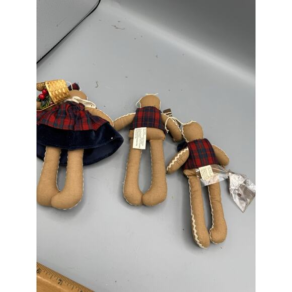 Vintage Gingerbread Fabric Ornaments Lot of 3 Primitive Country Christmas - Picture 5 of 6